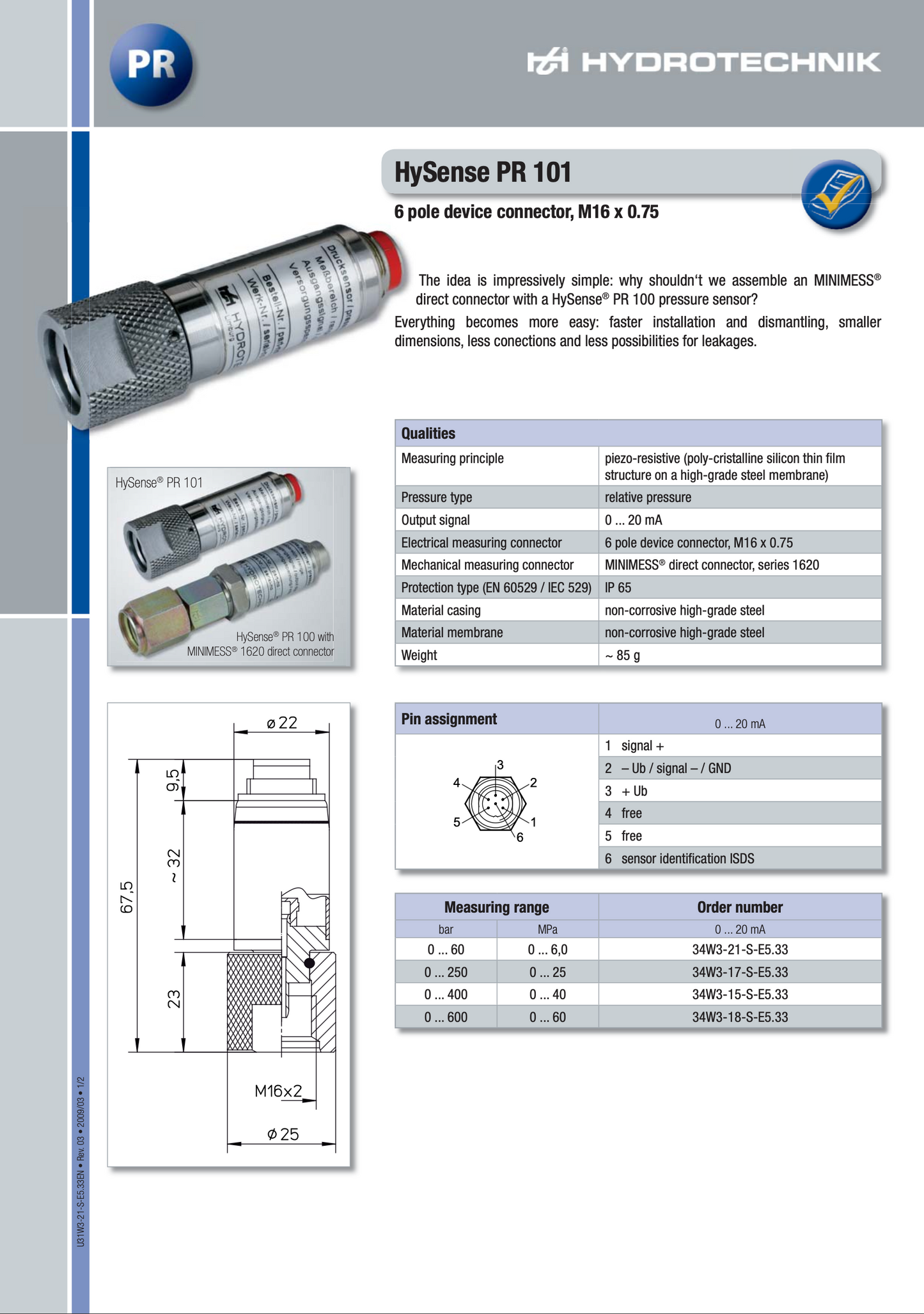 PR101 Pressure Transducer
