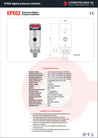 Electronic Pressure Switch with 4-Digit Display