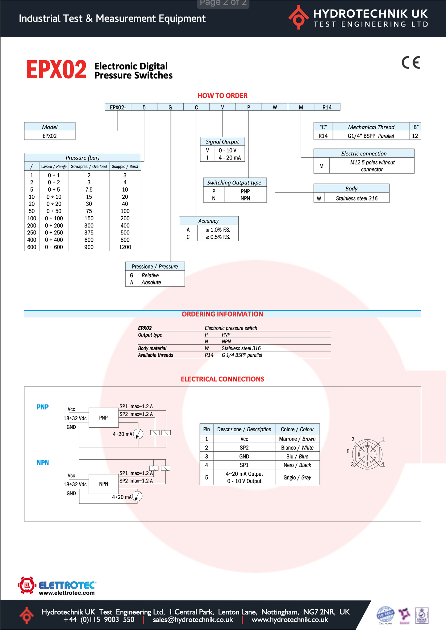 Electronic Pressure Switch with 4-Digit Display